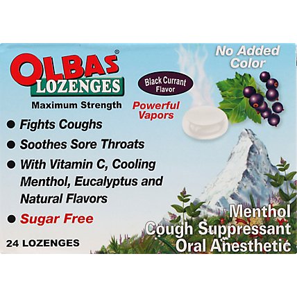 Olbas Cough Suppressant Menthol Maximum Strength Lozenges Black Currant Flavor - 24 Count - Image 2