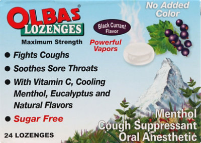 Olbas Cough Suppressant Menthol Maximum Strength Lozenges Black Currant Flavor - 24 Count - Image 2