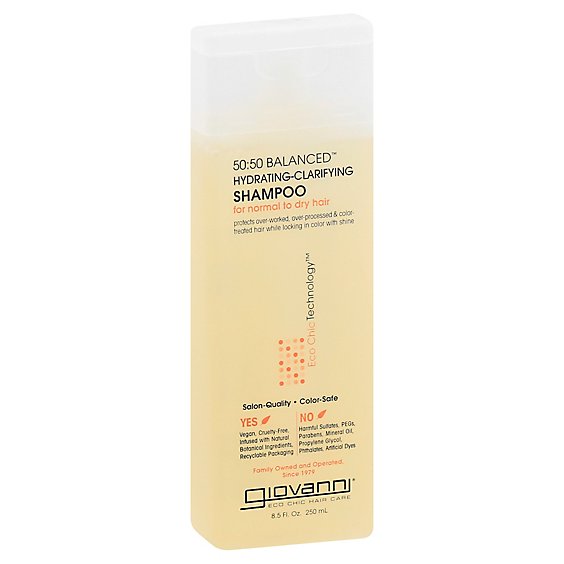 Giovanni 50:50 Balanced Shampoo Hydrating Clarifying for Normal to Dry Hair - 8.5 Oz
