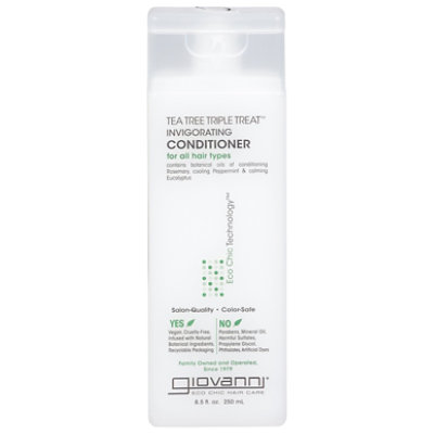 Giovanni Eco Chic Hair Care Conditioner Invigorating Tea Tree Triple Treat All Hair Types - 8.5 Oz - Image 3