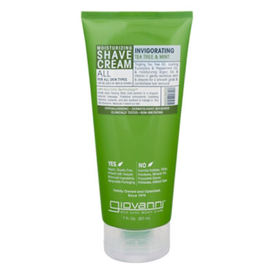 Giovanni Shave Cream Moisturizing All Invigorating Tea Tree & Mint - 7 Oz