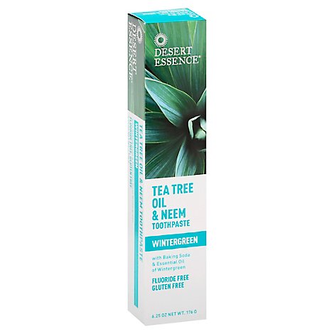Desert Essence Toothpaste Natural Tea Tree Oil & Neem Wintergreen - 6.25 Oz
