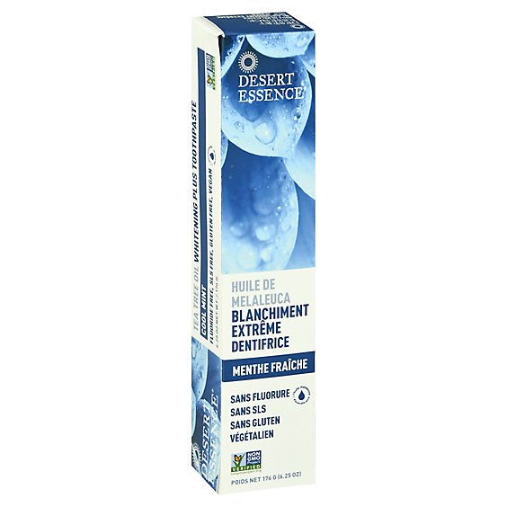 Desert Essence Toothpaste Whitening Plus Natural Tea Tree Oil Cool Mint - 6.25 Oz