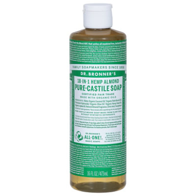 Dr. Bronners Soap Liquid Pure Castile 18 In 1 Hemp Almond - 16 Fl. Oz.