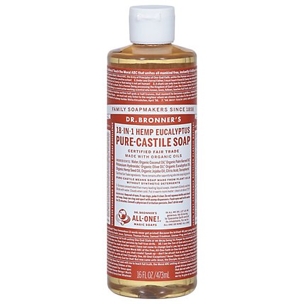 Dr. Bronners Soap Liquid Pure Castile 18 In 1 Hemp Eucalyptus - 16 Fl. Oz. - Image 2