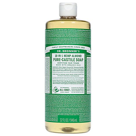 Dr. Bronners Liquid Soap Pure-Castile 18-In-1 Hemp Almond - 32 Fl. Oz.