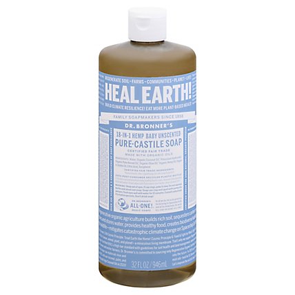 Dr. Bronners Liquid Soap Pure-Castile 18-In-1 Hemp Baby Unscented - 32 Fl. Oz. - Image 3