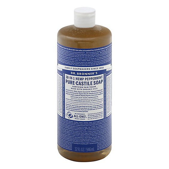Dr. Bronners Liquid Soap Pure-Castile 18-In-1 Hemp Peppermint - 32 Fl. Oz.