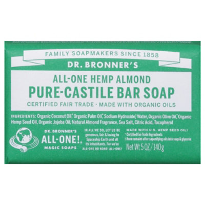 Dr. Bronners Bar Soap Pure-Castile All-One Hemp Almond - 5 Oz - Image 3