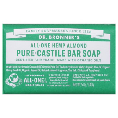 Dr. Bronners Bar Soap Pure-Castile All-One Hemp Almond - 5 Oz