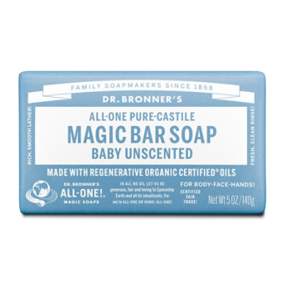 Dr. Bronners Bar Soap Pure-Castile All-One Hemp Baby Unscented - 5 Oz - Image 3