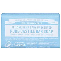Dr. Bronners Bar Soap Pure-Castile All-One Hemp Baby Unscented - 5 Oz - Image 1
