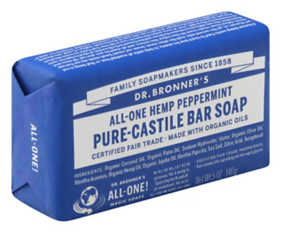 Dr. Bronners Bar Soap Pure-Castile All-One Hemp Peppermint - 5 Oz