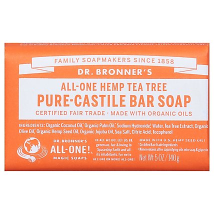Dr. Bronners Soap Bar Pure Castile All One Hemp Tea Tree - 5 Oz - Image 3