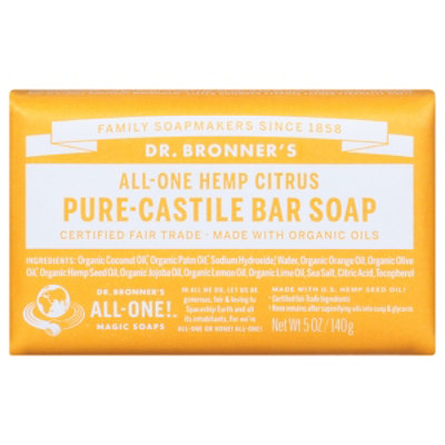Dr. Bronners Soap Bar Pure Castile All One Hemp Citrus - 5 Oz