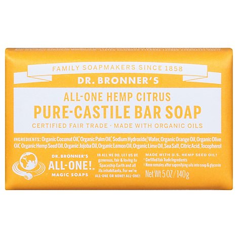 Dr. Bronners Soap Bar Pure Castile All One Hemp Citrus - 5 Oz