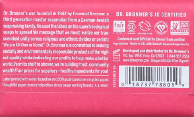 Dr. Bronners Soap Bar Pure Castile All One Hemp Rose - 5 Oz - Image 5