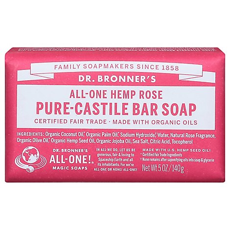 Dr. Bronners Soap Bar Pure Castile All One Hemp Rose - 5 Oz