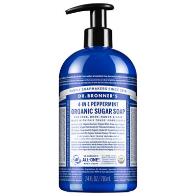 Dr. Bronners Pump Soap Organic 4-In-1 Sugar Peppermint - 24 Fl. Oz. - Image 1