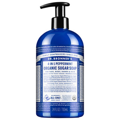 Dr. Bronners Pump Soap Organic 4-In-1 Sugar Peppermint - 24 Fl. Oz. - Image 2