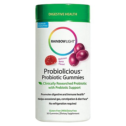 Rainbow Light Probiolicious Probiotic Gummies Berry Flavor Gummies - 50 Count - Image 1