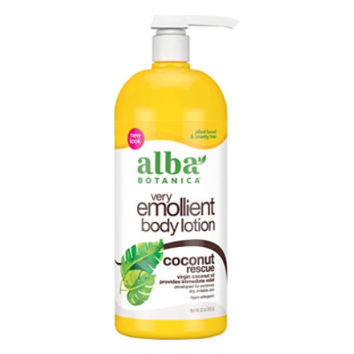 Alba Botanica Very Emollient Body Lotion Coconut Rescue - 32 Oz - Image 1