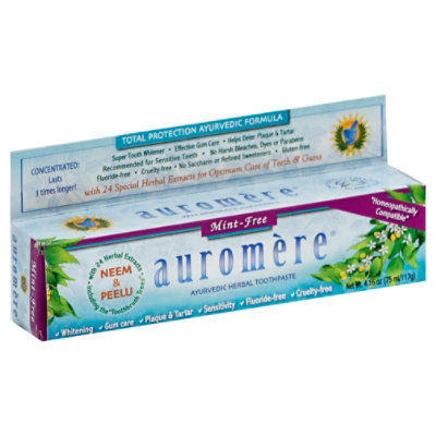Auromere Toothpaste Ayurvedic Herbal Mint-Free - 4.16 Oz - Image 1
