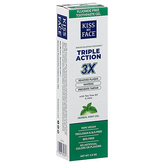 Kiss My Face Toothpaste Triple Action Cool Mint Gel - 4.5 Oz