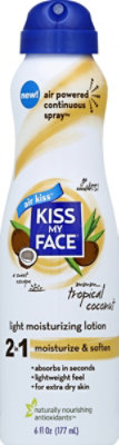 Kiss My Face Air Kiss Lotion Light Moisturizing 2 in 1 Mmm Tropical Coconut - 6 Oz - Image 2