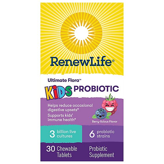 ReNew Life Ultimate Flora Probiotic Kids Chewable Tablets Berry-Licious - 30 Count
