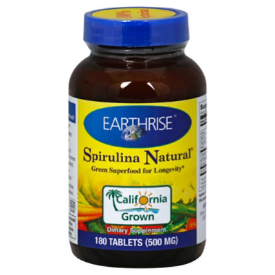 Earthrise Spirulina Natural 500 mg Tablets - 180 Count