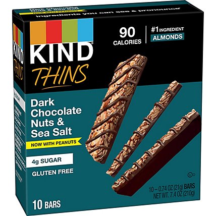 Kind Thins Dark Chocolate Nuts & Sea Salt with Peanuts - 10-.74 Oz. - Image 2
