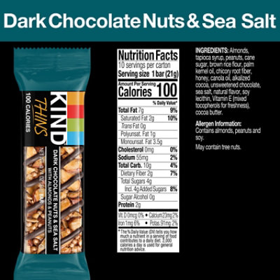 Kind Thins Dark Chocolate Nuts & Sea Salt with Peanuts - 10-.74 Oz. - Image 2