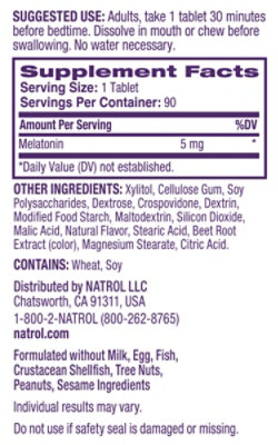 Natrol Sleep Support Strawberry Melatonin Fast Dissolve Tablets Extra Strength 5mg - 90 Count - Image 2