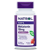 Natrol Sleep Support Strawberry Melatonin Fast Dissolve Tablets Max Strength 10mg - 60 Count - Image 1
