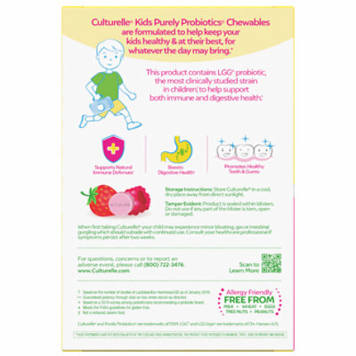 Culturelle Kids Probiotic Supplement Natural Bursting Berry Flavor Chewables - 30 Count - Image 1