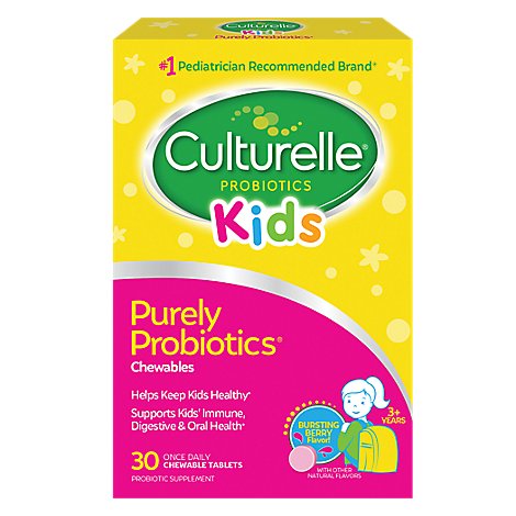 Culturelle Kids Probiotic Supplement Natural Bursting Berry Flavor Chewables - 30 Count