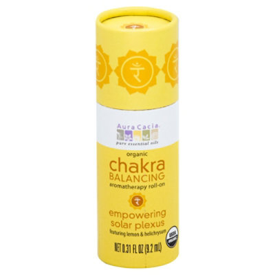 Aura Cacia Pure Essential Oils Roll-On Organic Chakra Balancing Empower Solar Plexus - 0.31 Fl. Oz.