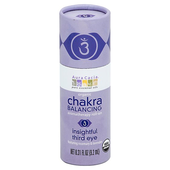 Aura Cacia Pure Essential Oils Roll-On Organic Chakra Balancing Insightful Third Eye - 0.31 Fl. Oz.
