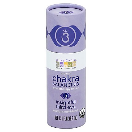 Aura Cacia Pure Essential Oils Roll-On Organic Chakra Balancing Insightful Third Eye - 0.31 Fl. Oz. - Image 1