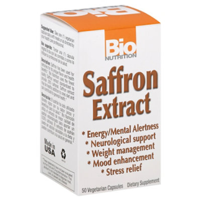 Bio Nutrition Saffron Extract Vegetarian Capsules - 50 Count - Image 1