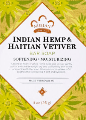 Nubian Heritage Soap Indian Hemp & Haitian Vetiver with Neem Oil - 5 Oz