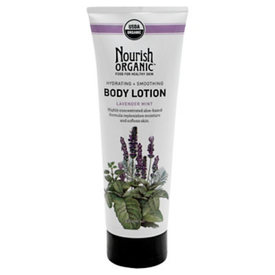 Nourish Organic Body Lotion Organic Hydrating & Smoothing Lavender Mint - 8 Oz - Image 1