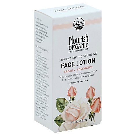 Nourish Organic Face Lotion Lightweight Moisturizing Normal to Dry Skin - 1.7 Oz