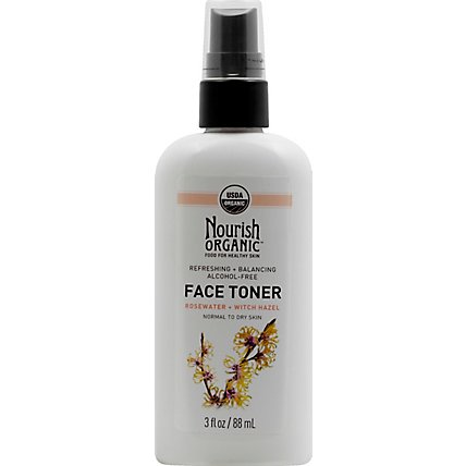 Nourish Organic Face Toner Rosewater + Witch Hazel - 3 Oz - Image 2