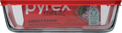 Pyrex Simply Store Glass Storage With Red Lid Rectangular 6 Cup - Each - Image 3