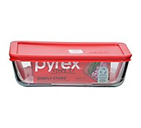 Pyrex Simply Store Glass Storage With Red Lid Rectangular 6 Cup - Each