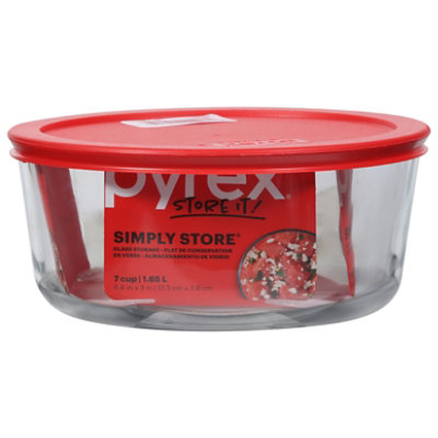 Pyrex Simply Store Glass Food Storage Container, Snug Fit Non-Toxic Plastic  BPA-Free Lids, Freezer Dishwasher Microwave Safe, 7 Cup