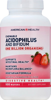 American Health Acidophilus and Bifidum Chewable Wafers Natural Strawberry Flavor - 100 Count - Image 2