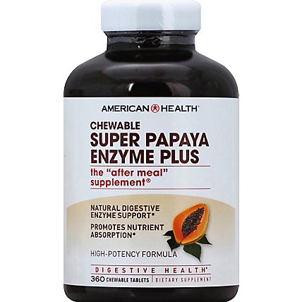 American Health Papaya Enzyme Super Plus Chewable Tablets - 360 Count - Image 2